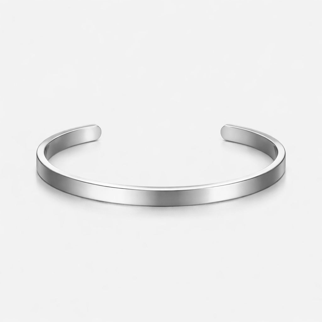 Minimal Engraved 6mm Cuff Bracelet – Stainless Steel Custom Bangle | Aura Moment