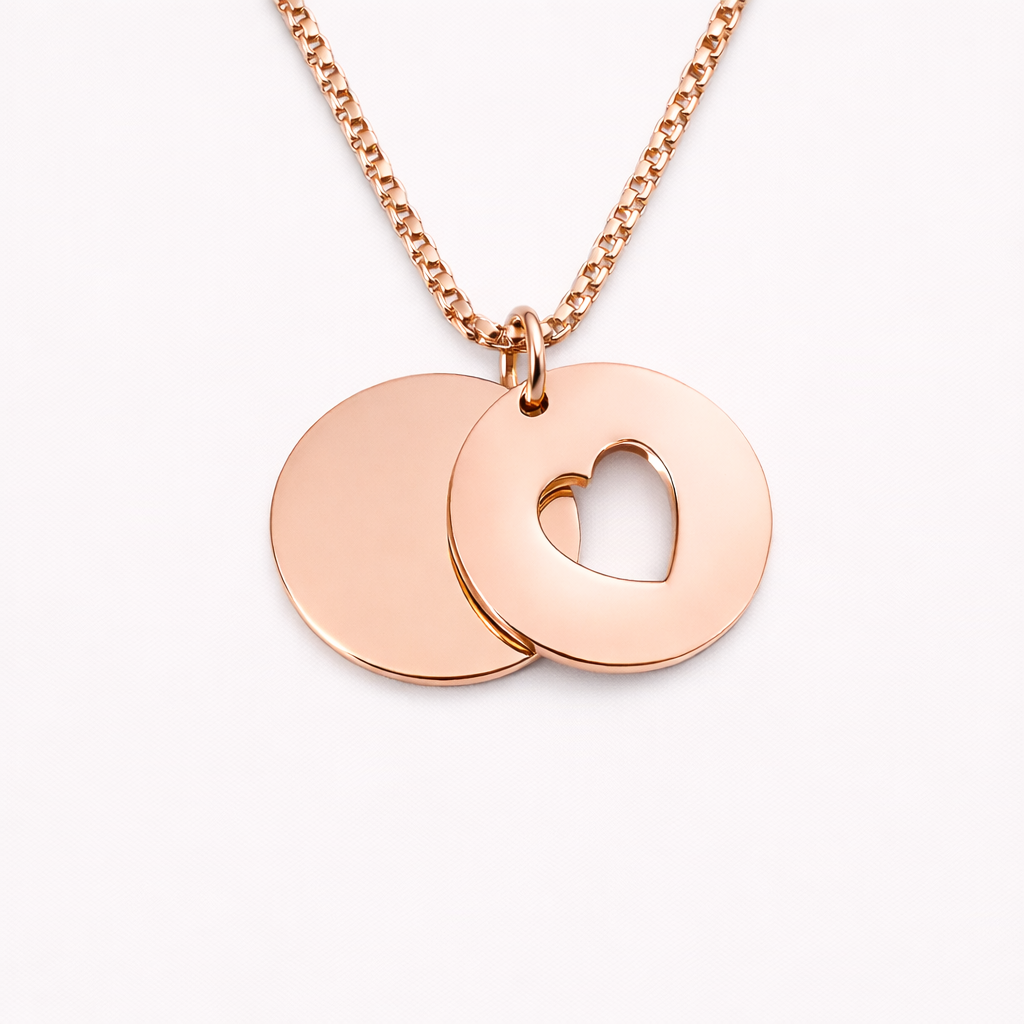 Double Disc Name Necklace – Engraved Stainless Steel Pendant | Aura Moment