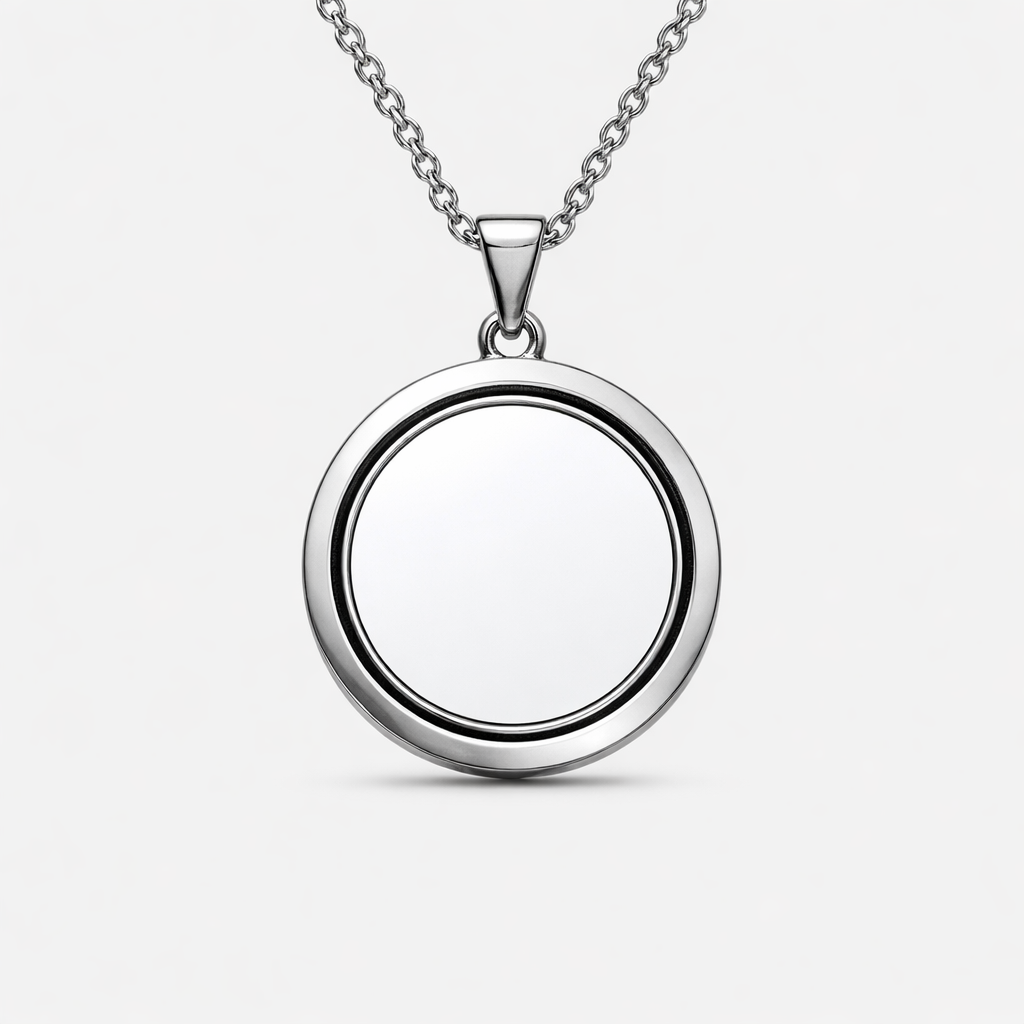 Rotating Photo Necklace – Stainless Steel Round Pendant | Aura Moment