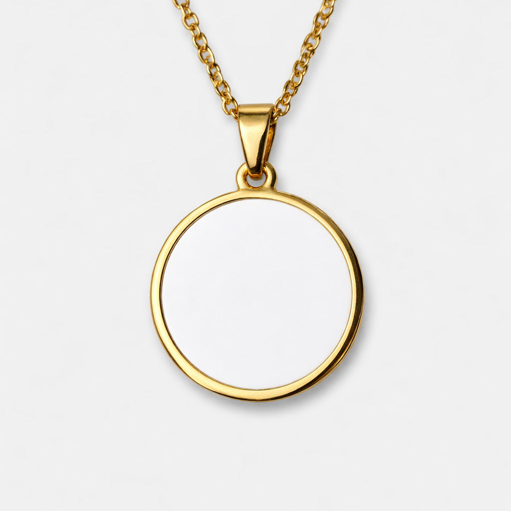 Minimal Round Photo Necklace – Custom Stainless Steel | Aura Moment 