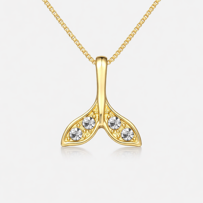 Gold Mermaid Tail Necklace with CZ Accents – Elegant