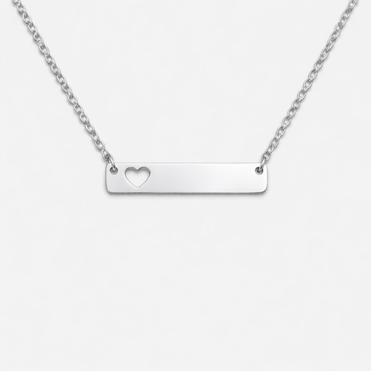 Minimal Bar Name Necklace – Engraved Stainless Steel Pendant | Aura Moment