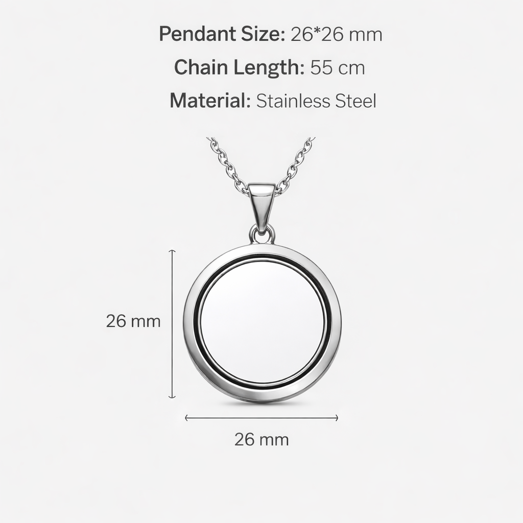 Rotating Photo Necklace – Stainless Steel Round Pendant | Aura Moment