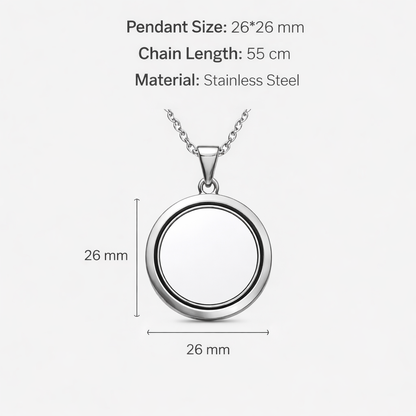 Rotating Photo Necklace – Stainless Steel Round Pendant | Aura Moment