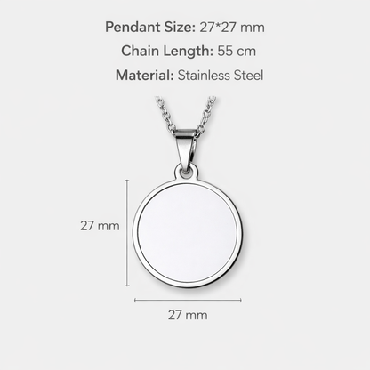 Minimal Round Photo Necklace – Custom Stainless Steel | Aura Moment 