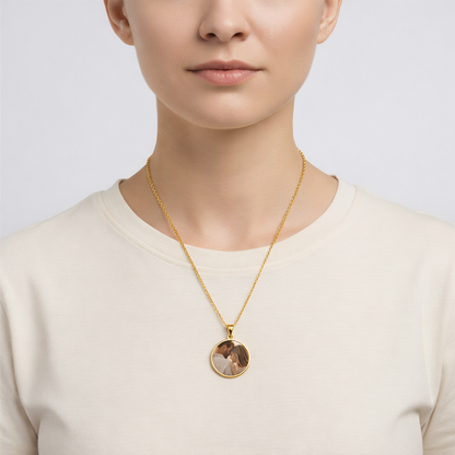 Minimal Round Photo Necklace – Custom Stainless Steel | Aura Moment 
