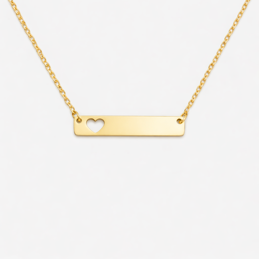 Minimal Bar Name Necklace – Engraved Stainless Steel Pendant | Aura Moment