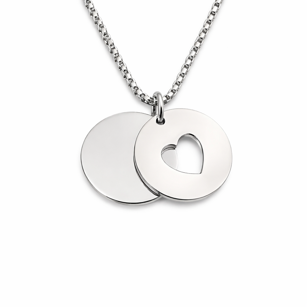Double Disc Name Necklace – Engraved Stainless Steel Pendant | Aura Moment