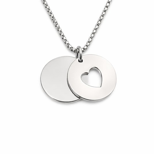 Double Disc Name Necklace – Engraved Stainless Steel Pendant | Aura Moment
