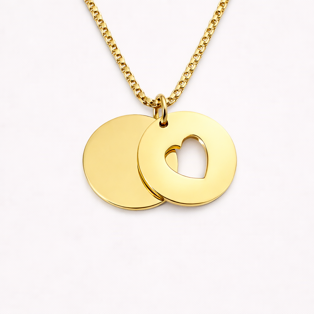 Double Disc Name Necklace – Engraved Stainless Steel Pendant | Aura Moment