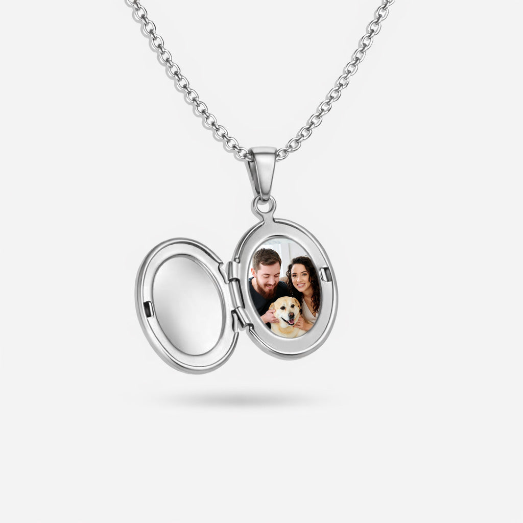 Oval Photo Locket Necklace – Holds 1–2 Photos | Stainless Steel | Aura Moment