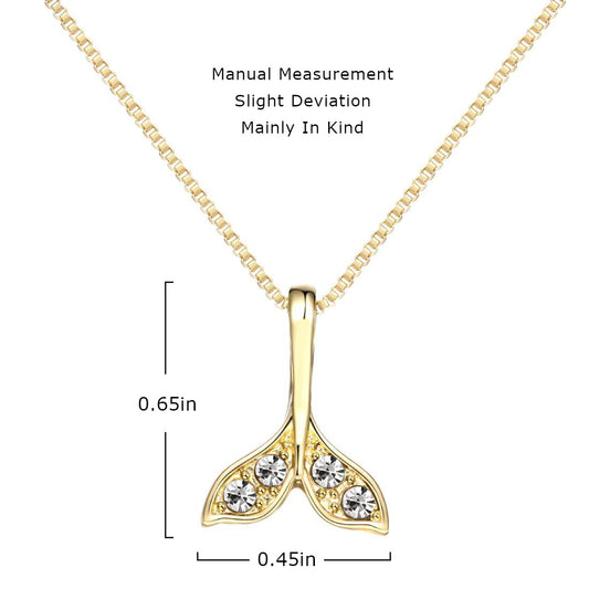 Gold Mermaid Tail Necklace with CZ Accents – Elegant