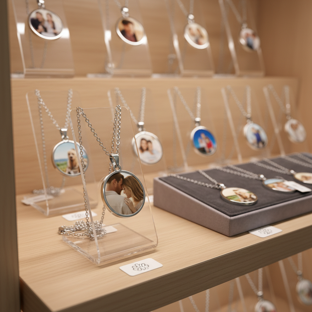 Minimal Round Photo Necklace – Custom Stainless Steel | Aura Moment 