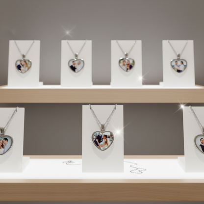 Custom Heart Photo Necklace – Stainless Steel Memory Pendant | Aura Moment