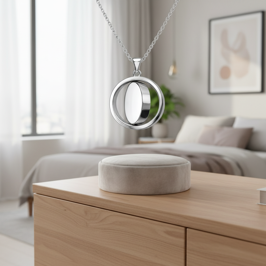 Rotating Photo Necklace – Stainless Steel Round Pendant | Aura Moment