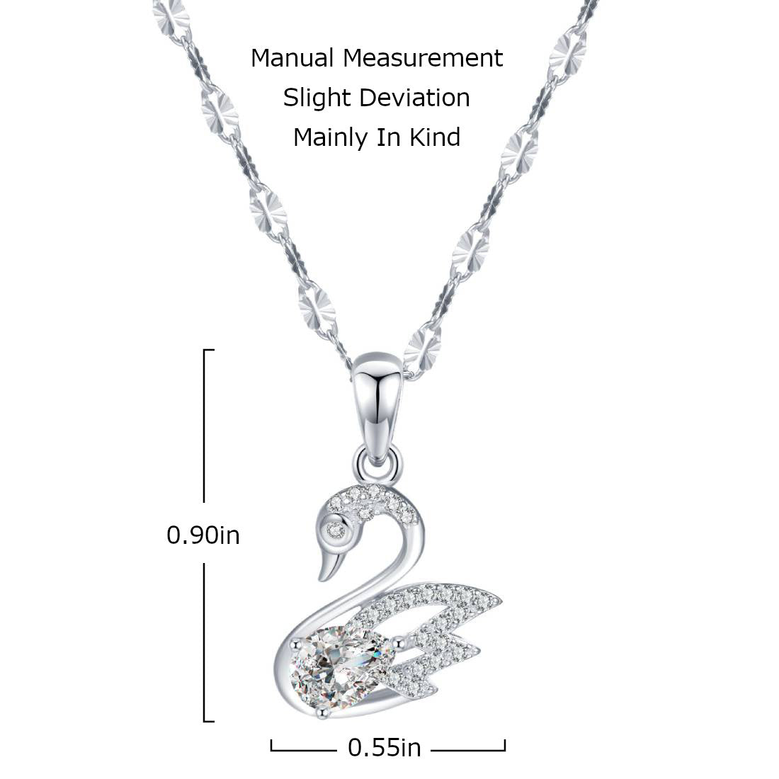 Elegant Swan Pendant Necklace with Teardrop CZ – Silver Finish, Timeless Gift for Her